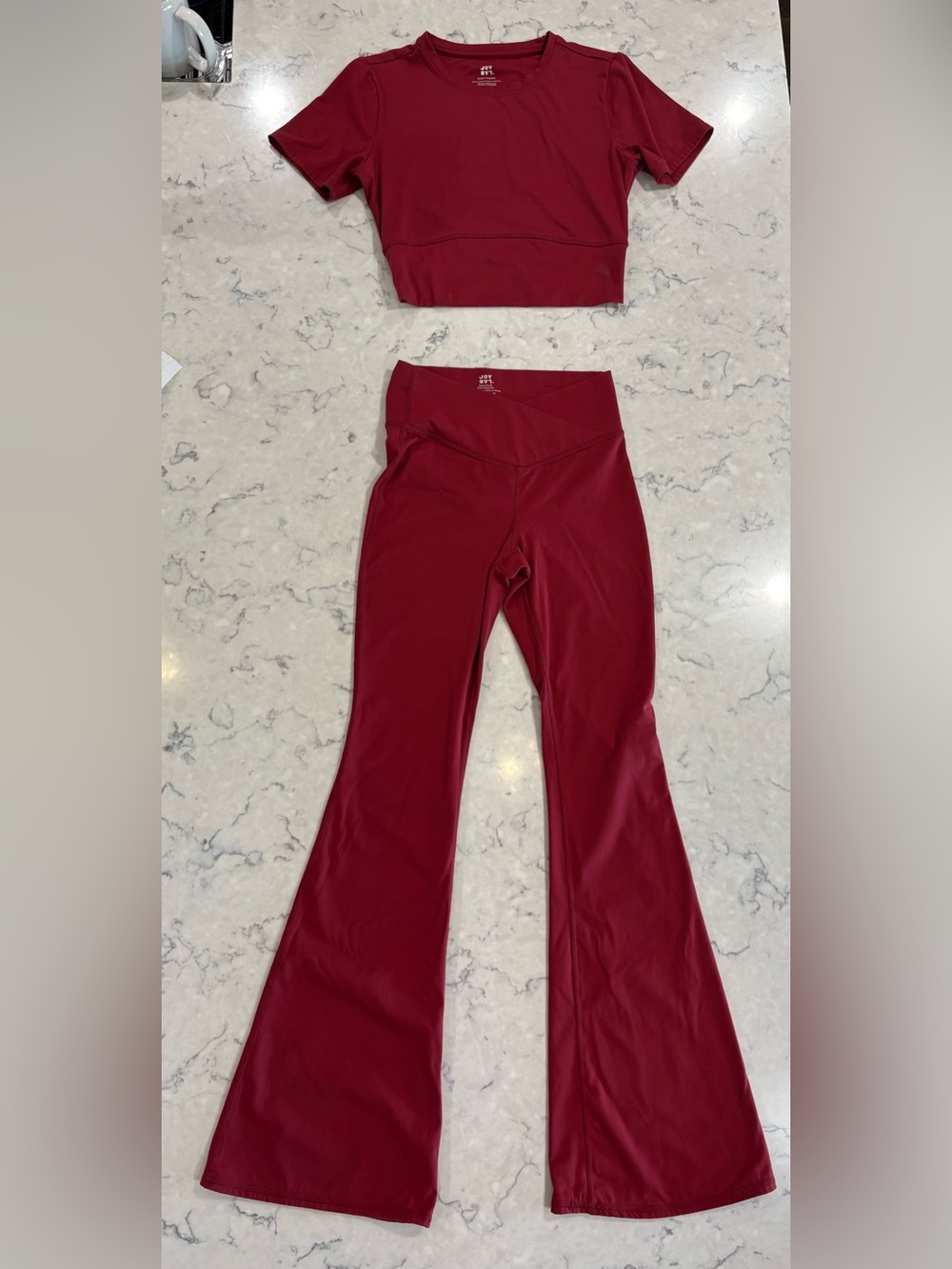 JoyLab Burgundy Red Two-Piece Set -Crop Top(SMALL) & Flared Leggings(X-SMALL) - Picture 15 of 16
